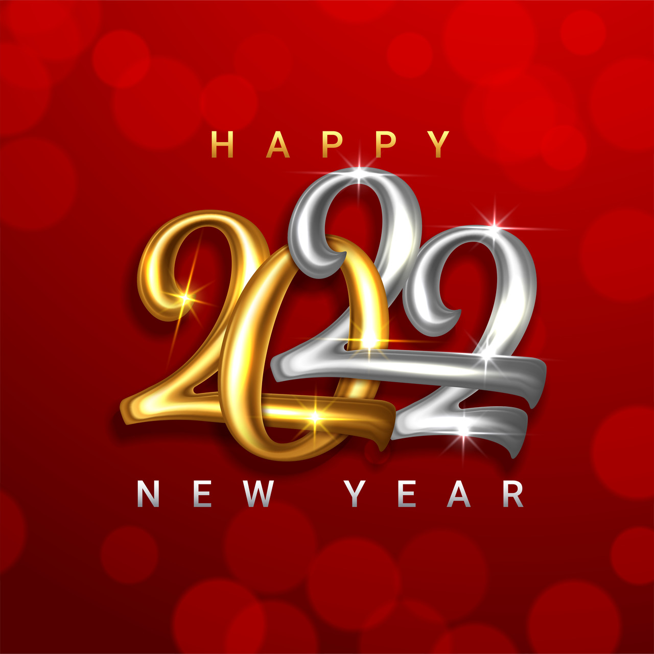2022新年快乐红色艺术字数字